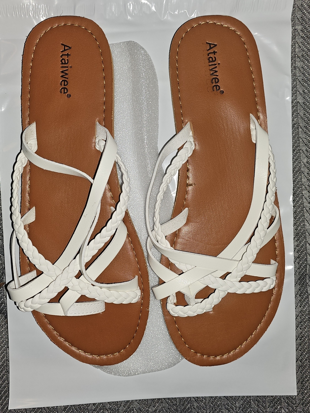 Ataïwee White Braided-Strap Women's Slide Sandals